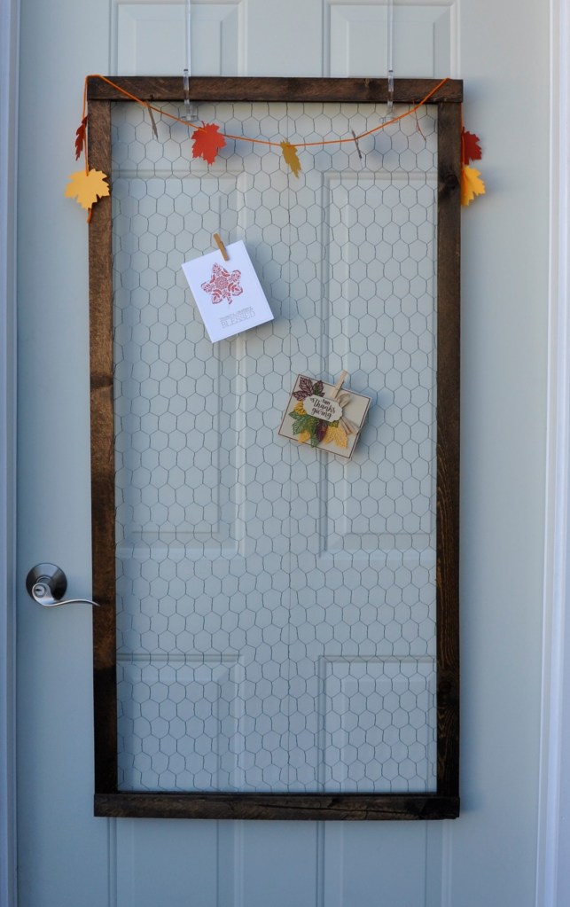 Wood card display, diy card display, chicken wire projects