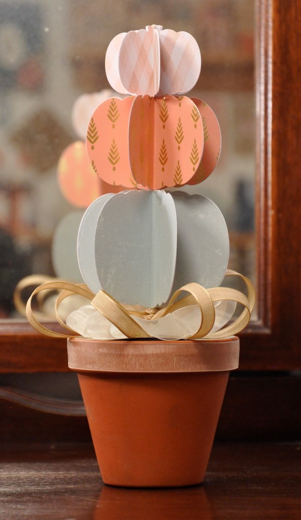 pumpkin topiary, pumpkin card, pumpkin paper topiary, fall card, homemade fall card, 3d pumpkin topiary, stampinup, stampinup fond of autumn, recollections paper, recollections dies