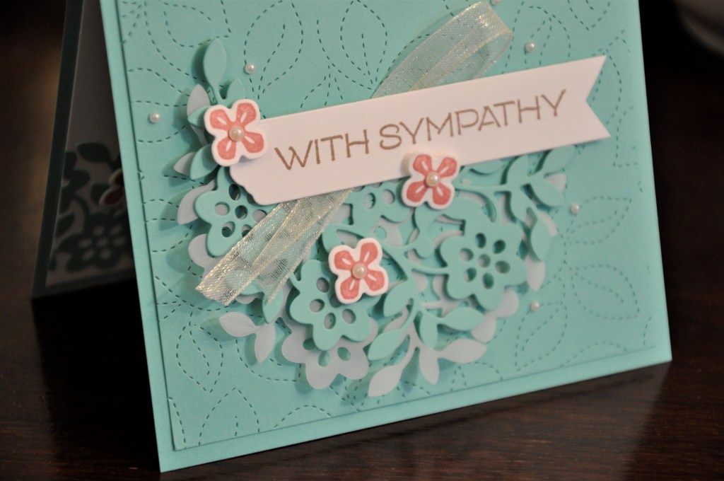 Mint Floral Sympathy card, sympathy card, homemade sympathy card, Stampin'Up! Vine Design, Stampin'Up! Stitched Greenery