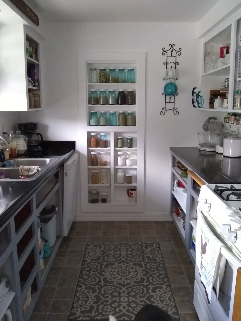 Between Studs Kitchen Built-in, kitchen storage, kitchen organization, built in kitchen storage