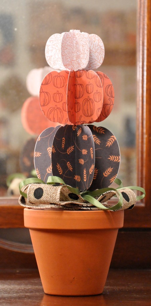 pumpkin topiary, pumpkin card, pumpkin paper topiary, fall card, homemade fall card, 3d pumpkin topiary, stampinup, stampinup autumn greetings, stampinup autumn essentials parklane paper, recollections dies, ranger letter it stamps thank you, ranger stamps