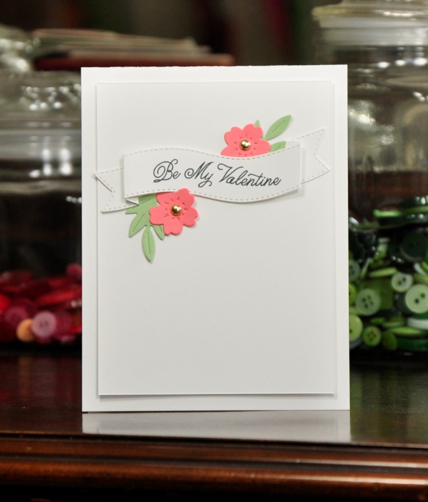 White Valentine, stampin up always in my heart, stampin up bloomin dies, stampin up, valentines day card, homemade valentine