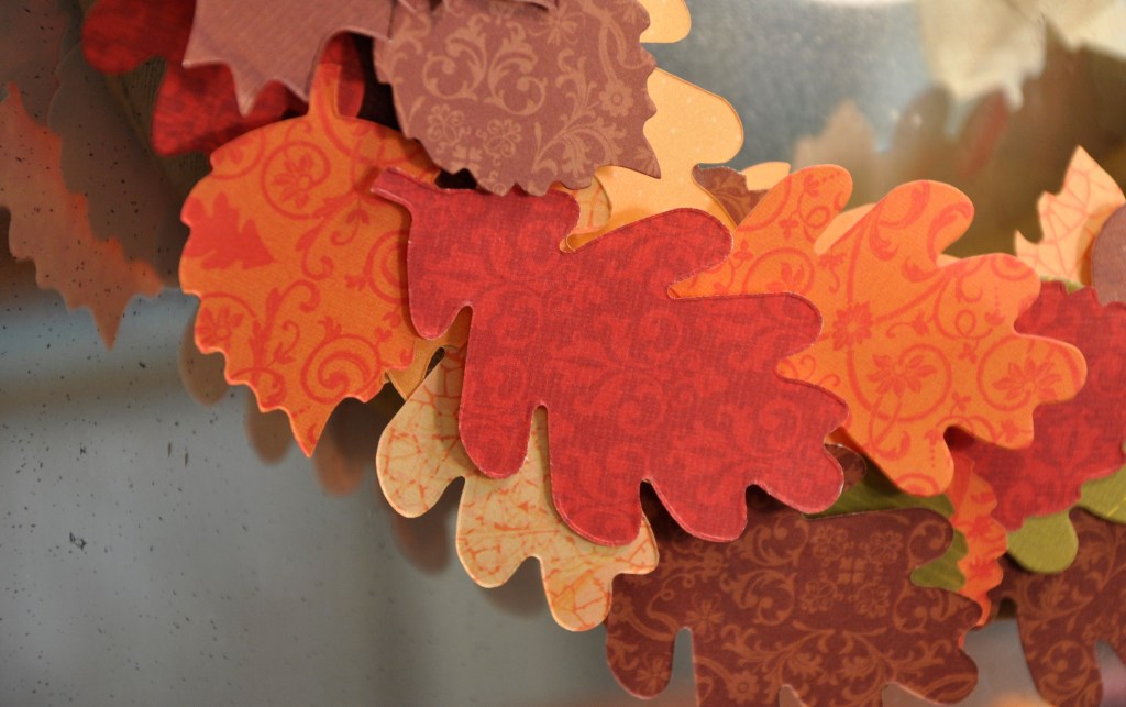 Fall Wreath, papercraft wreath, wreath made from leaf die cuts, papercraft leaf wreath