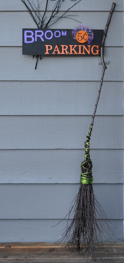 DIY Broom Parking sign, broom parking, broom parking sign, diy witches broom