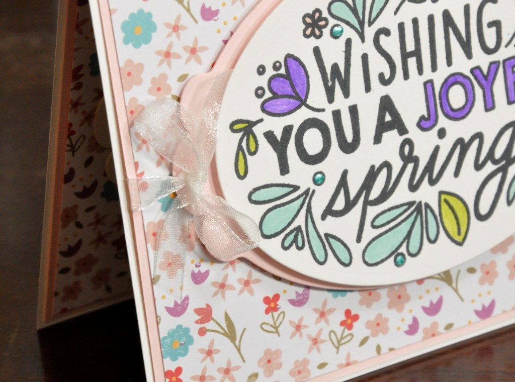 Joyful Spring card, homemade spring card, flowery spring card, diy spring card, lawn fawn stamps, lawn fawn giant easter message