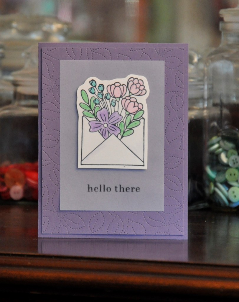 Hello There card, Stampin'Up! Stiched greenery, Stampin'Up! Full of Love