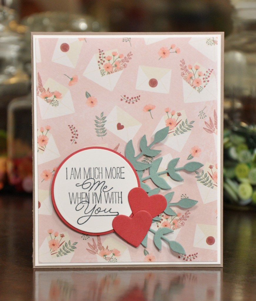 Me and You card, Valentine's day card, homemade Valentine's card, Stampin'Up! Layering Love, Stampin'Up! Bouquet Bunch, Recollections paper stack 'Pink Parasol