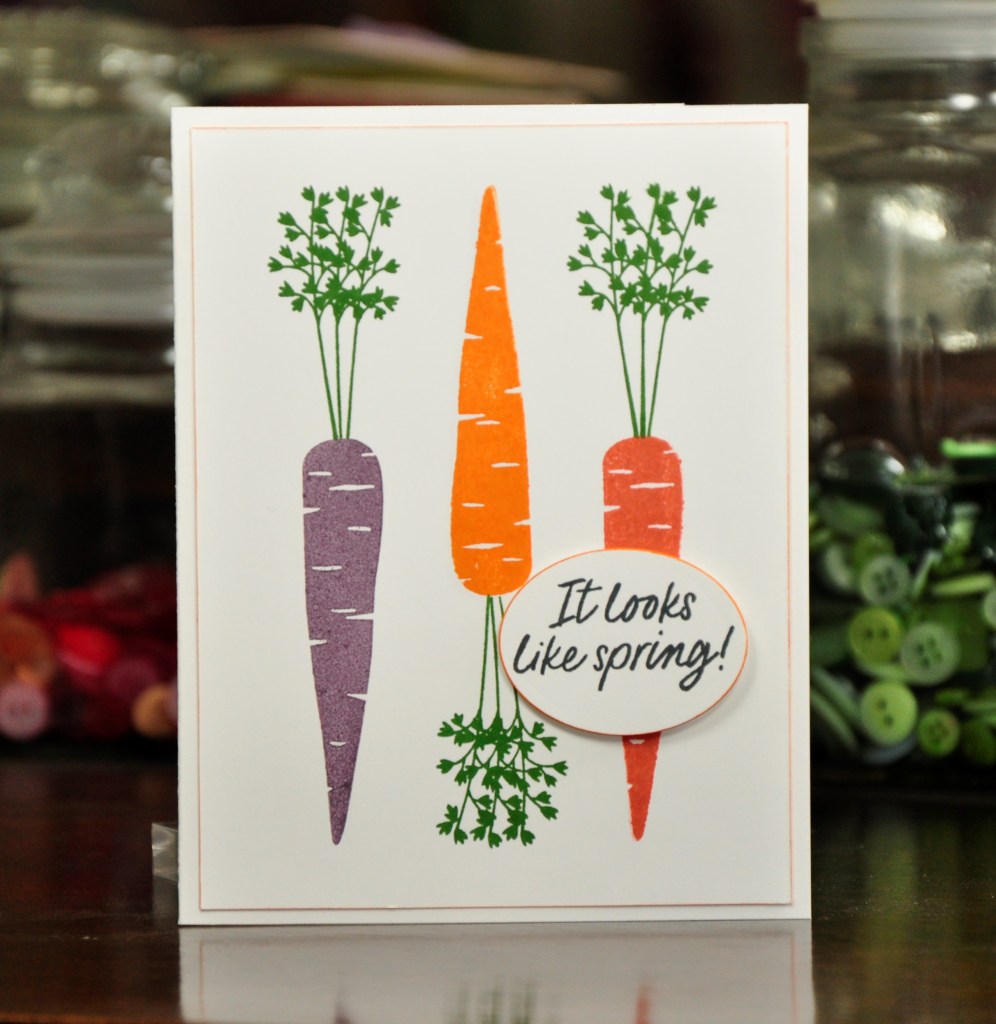 Spring Carrots card, stampin up , stampin up thanks a bunch, carrot card, homemade carrot card, spring card, homemade spring card